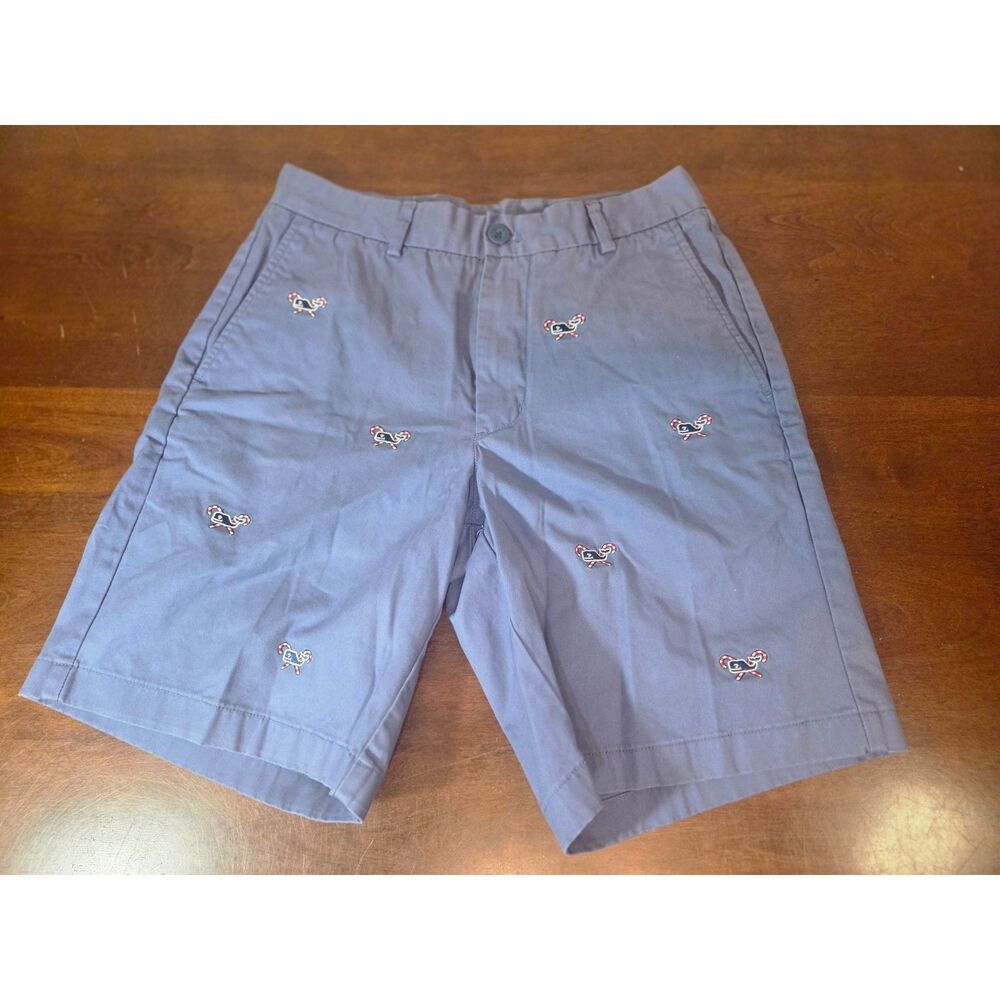 ​Vineyard Vines Shorts Mens 30 Blue Candy Cane Whale Embroidered Christmas